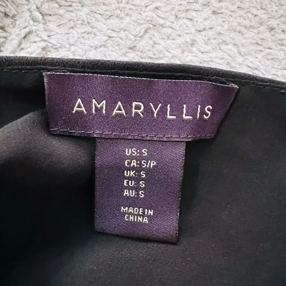 Amaryllis Spaghetti Strap Camisole Feather Trim Blouse Black Small Lined - Picture 5 of 10